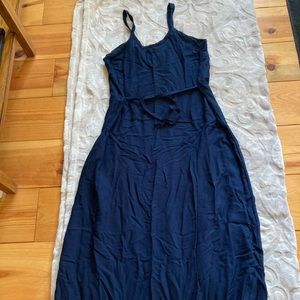 Rayon long navy dress